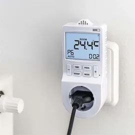 EMOS 2in1 Steckdosenthermostat mit digitaler Zeitschaltuhr Schuko, weiß