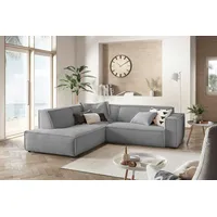 KAWOLA Sofa SAMU Ecksofa Cord grau Recamiere links -