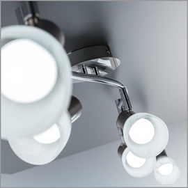B.K.Licht LED Deckenlampe Wohnzimmer schwenkbar E14 Metall Glas Spot Leuchte 6-flammig