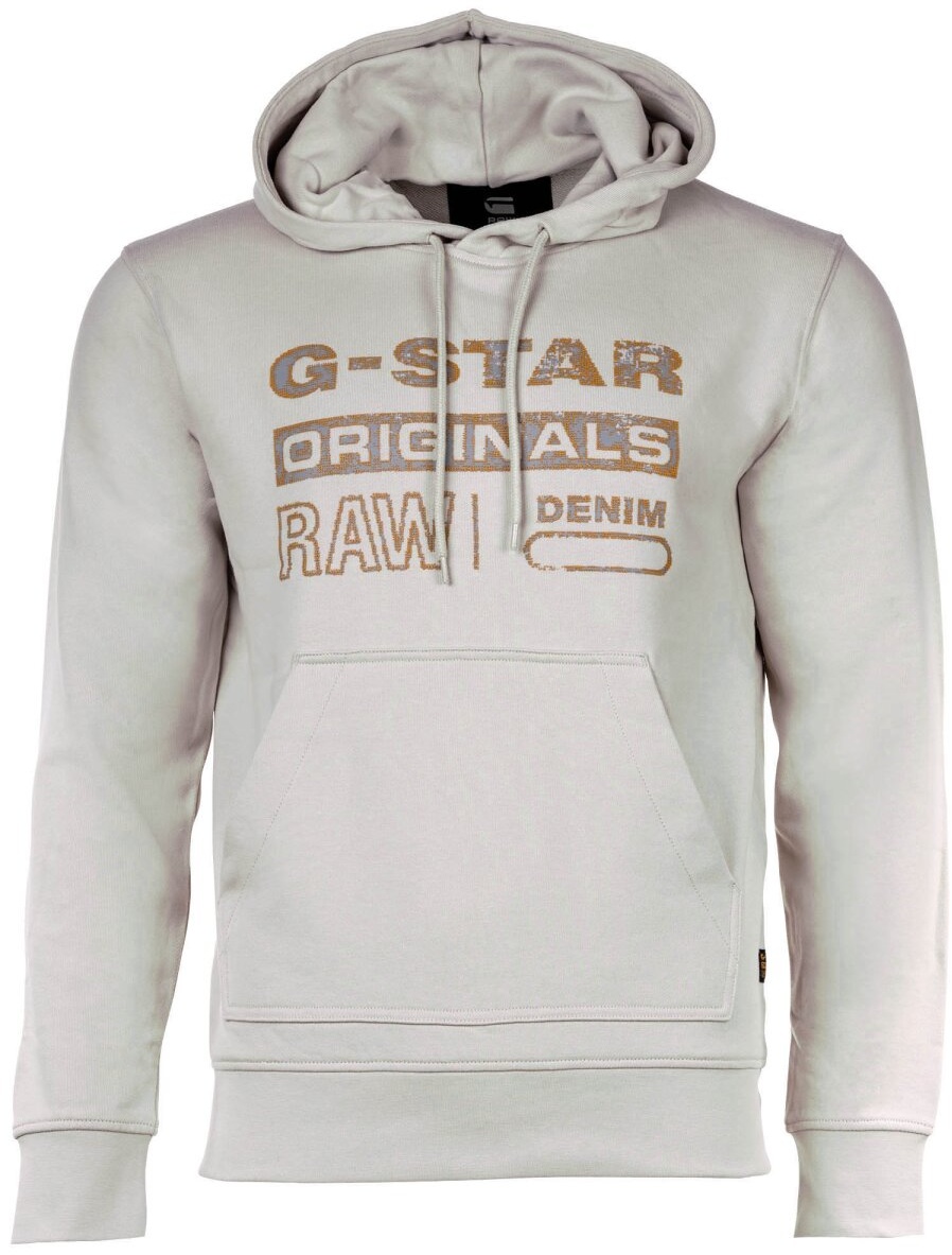 G-STAR RAW Herren Hoodie - Distressed Originals, Pullover, Kapuze, Logo, Bio-Baumwolle Beige 2XL