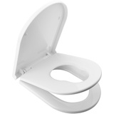 Ibergrif Toilettensitz Kinder, 2 in 1 WC Sitz mit Absenkautomatik, D-Form Toilettendeckel, Einfache Montage, Klodeckel Quick Release Funktion, Antibakterielle, Passend für die Meiste Toilette, Weiß