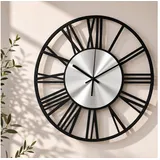 wall-art Industrielle Metalluhr 40,0cm ohne Tick-Geräusche silber