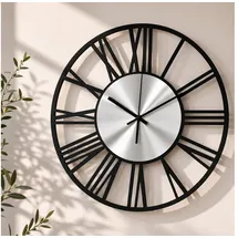 wall-art Industrielle Metalluhr 40,0cm ohne Tick-Geräusche silber