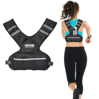 Vevor verstellbare Gewichtsweste 9-14,5 kg, mit 6 Ironsand-Gewichten & reflektierendem Streifen, Körpergewichtswesten-Trainingsset für Männer & Frauen, Trainingsgerät für Krafttraining Laufen