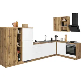 kochstation Winkelküche L-Form 380 cm weiß