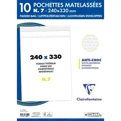 Clairefontaine 10x Nr. 7: Luftpolster-Versandtaschen 240x330mm Kraftpapier 90g - Weiß 7350C
