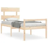 Seniorenbett mit Kopfteil Massivholz - Braun/Bunt