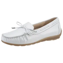 Mokassin ARA "ALABAMA", Damen, Gr. 6,5, weiß, Glattleder, unifarben, casual, Schuhe Loafer Slipper Mokassin, Slipper, Freizeitschuh mit High Soft Wechselfußbett in Weite G