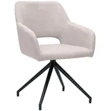 miliboo Drehstuhl 360° aus beigem Textur-Veloursstoff und schwarzem Metall LAURETTE