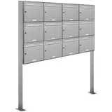 AL Briefkastensysteme Standbriefkasten 12 Fach Silber