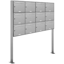 AL Briefkastensysteme Standbriefkasten 12 Fach Silber