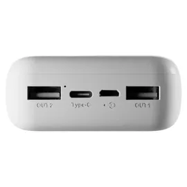 PURO Power Bank 20000 mAh mit zwei USB-A-Anschlüssen und einem USB-C-Schnellladeanschluss – inklusive Kabel - Weiß
