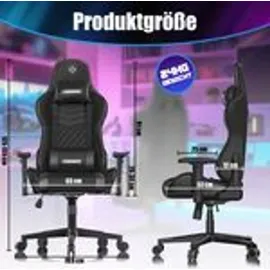 Kesser KESSER® Gaming Stuhl Ergonomisch Bürostuhl mit Kopfstütze & Lendenkissen Racing Gamer Stuhl 150kg belastbar Armlehne 360° Drehbarer Schreibtischstuhl Gaming Chair + Gummi-Rollen