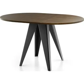 WFL GROUP Esstisch Glory im Industriestil - Modern, Rund - Ausziehbar von 100 cm bis 140 cm, Pulverbeschichtete Metallbeine - Lefkas Eiche