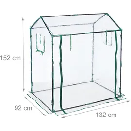 Relaxdays Foliengewächshaus, PVC-Folie, aufrollbare Tür & Fenster, HBT: 152x132x92 cm, Gewächshaus Tomaten, transparent