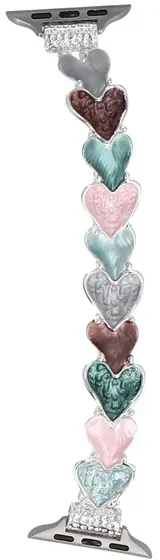 Neue Armbanduhr GlacierX Gleam Heartplay Stretch Bracelet Mint Cocktail für Apple Watch 38/40/41mm Silber-Grün