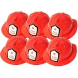 BEMIRO 6 Stück Kinder Feuerwehrhelm aus PVC - ca. 26 cm lang 6er-Set, Roter Feuerwehrhelm für Kinder im 6er Set, Faschingskostüm für Kinder, Feuerwehr Geburtstag