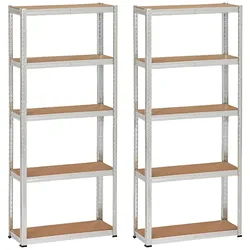 2x Schwerlastregale, Kellerregale 172x75x30cm - Lagerregale mit verstellbaren Böden, 75kg pro Lage
