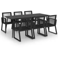 vidaXL Garten-Essgruppe 7-tlg. Tisch 190 x 90 cm schwarz 3060217