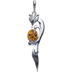 Ketten-Anhänger OSTSEE-SCHMUCK "Ostsee-Schmuck Anhänger Fuchs Anhänger Fuchs", weiß, Schmuckanhänger, Damen, 60 x 15mm, Silber 925 (Sterlingsilber), 4.0 g