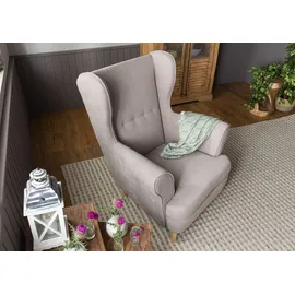 Massivmoebel24 Ohrensessel 71x74x105 taupe SCANDI #110