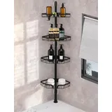 Duschablage ohne Bohren, 4 Stück Badezimmer Organizer mit großer Kapazität, langlebige Shampoo Halterung für Duschel, Duschregal ohne Bohren Bad Duschablage Eckregal für Dusche und Badewanne Schwarz