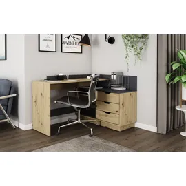 byLIVING Winkelschreibtisch Belfast Eiche / Braun