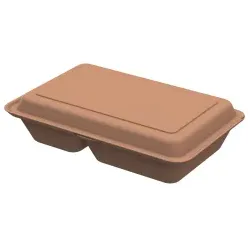 Lunchbox ToGo, medium, 2-geteilt, Wiederverwendbare und recycelbare Essensbox, 1 Stück, Farbe: braun