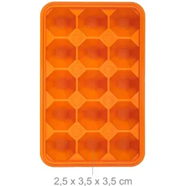 Relaxdays Eiswürfelform 2er Set, Diamantform, je 15 Mulden, Silikon, Eiswürfelschale, orange/transparent