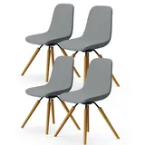 Dioxide Premium Stretch Stuhlhussen 4er Set, Moderne Stretch Stuhlhussen,Universelle Jacquard Stuhlbezüge Waschbar & Abnehmbar für Hotel, Partys (Dunkelgrau/Dark Grey 4PCS)