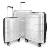 HAUPTSTADTKOFFER - Britz - 3er Koffer-Set Trolley-Set Rollkoffer Reisekoffer Erweiterbar, TSA, 4 Rollen, (S, M & L), Weiß