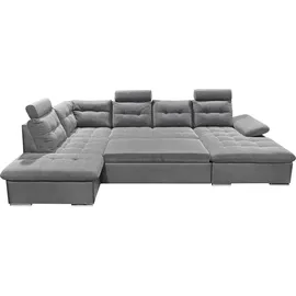 ed exciting design Wohnlandschaft U-Form Polyester 3-Sitzer Grau