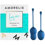 AMORELIE Liaison – 2er-Set Liebeskugeln 56g & 72g | Beckenbodentrainer für Frauen (Blau)