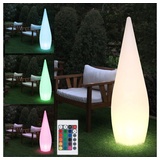 ETC Shop Außenleuchte Stehlampe RGB LED dimmbar Terrassenlampe Garten mit Fernbedienung, Kunststoff weiß, Dimmer Farbwechsler, H 120 cm