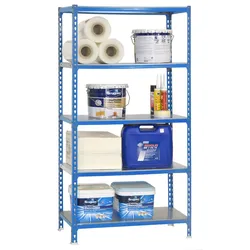 SimonRack Metall-Steckregal Simonclick plus Simonclick 5 Fachböden mit 180 kg pro Ebene in BLAU/VERZINKT 1800x900x400 mm (Höhe x Länge x Breite)