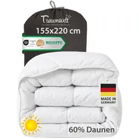 Traumwelt Natur Made in Germany Daunendecke 155x220 cm aus 60% Daunen und 40% kleine Federn, Sommerdecke, Allergiker geeignet (nomite), Öko-Tex 100 Klasse 1 Zertifiziert, Downpass (2 Stück)