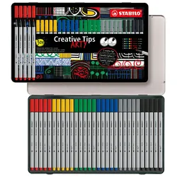 STABILO ARTY, 6 Farben, Schwarz, Karmin, Grün, Hellgrau, Ultramarine, Gelb, Pins