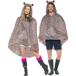 Brauner Leoparden Regenschutz Poncho - OS