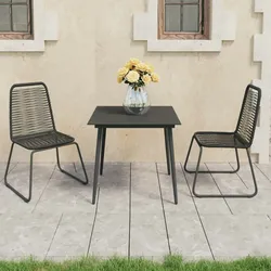 vidaXL 3-tlg. Garten-Essgruppe PVC Rattan Schwarz