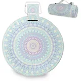 Große Picknickdecke, Mandala, wasserdicht, rund, Picknickmatte, tragbarer Teppich, Outdoor, für Strand, Camping, Park, Reisen, 148 cm