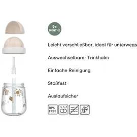 Mepal Kinderbecher Strohhalmbecher Mio 300 ml Beige/Sunshine/Rainbow, 1 St.