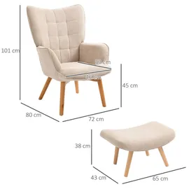 Homcom Ohrensessel mit Hocker Relaxsessel, Polstersessel in Cord-Optik,
