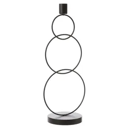 MARELIDA Stabkerzenhalter Kerzenständer 3 Ringe Tafelkerzenhalter Kerzenhalter schwarz