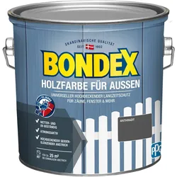 BONDEX Holzfarbe für Außen, 2,5 l, Langzeitschutz, Hochdeckend, Wetterschutz, Anthrazit