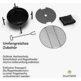 Blumfeldt Ignite Pure Feuerschale Edelstahl inkl. Grillrost und Regenhaube Silber