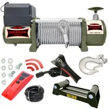 DRAGON WINCH - Elektrische Seilwinde 24V Truck 14000 lbs / 6350 kg mit Stahlseil 20m für Feuerwehren, Nutzfahrzeugen, Lieferwagen mit kabelgebundener und kabelloser Fernbedienung + Winde Zubehör