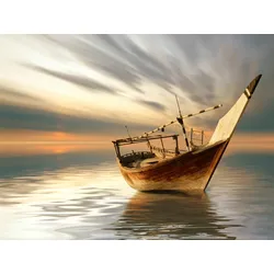 Fototapete PAPERMOON "ALTES FISCHERBOOT", bunt, B:3,50m L:2,60m, Vlies, Tapeten