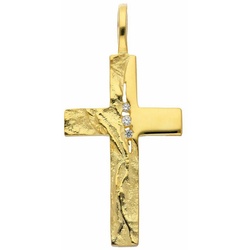 Adelia ́s Kettenanhänger 333 Gold Kreuz Anhänger mit Zirkonia, mit Zirkonia Goldschmuck für Damen & Herren goldfarben