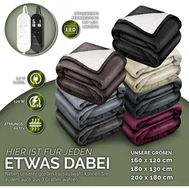 sinnlein Heizdecke mit Abschaltautomatik 180 x 130 cm Braun
