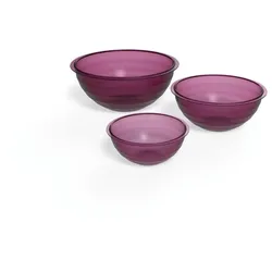 Biesse Salatschüsseln für jeden Bedarf und praktisches Besteckset zum Servieren, 1 l, 5 l, 7 l, violett, 3 Stück